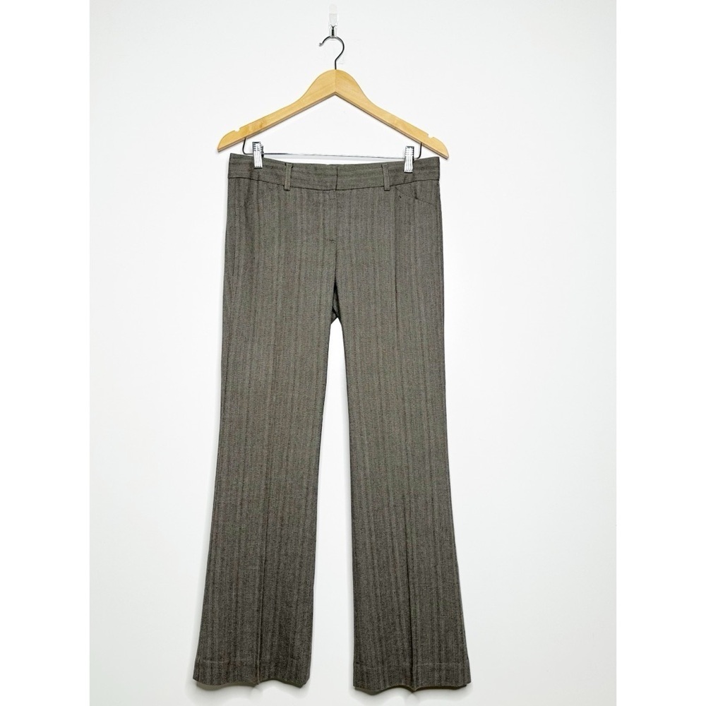 Theory Herringbone Wide Leg Wool Blend Trousers Tan Brown Size 6
